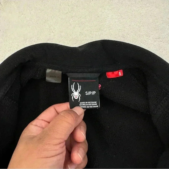 Spyder Womens Jacket Small  Black Waffle Weave Knit Full Zip Casual Logo - Picture 5 of 11